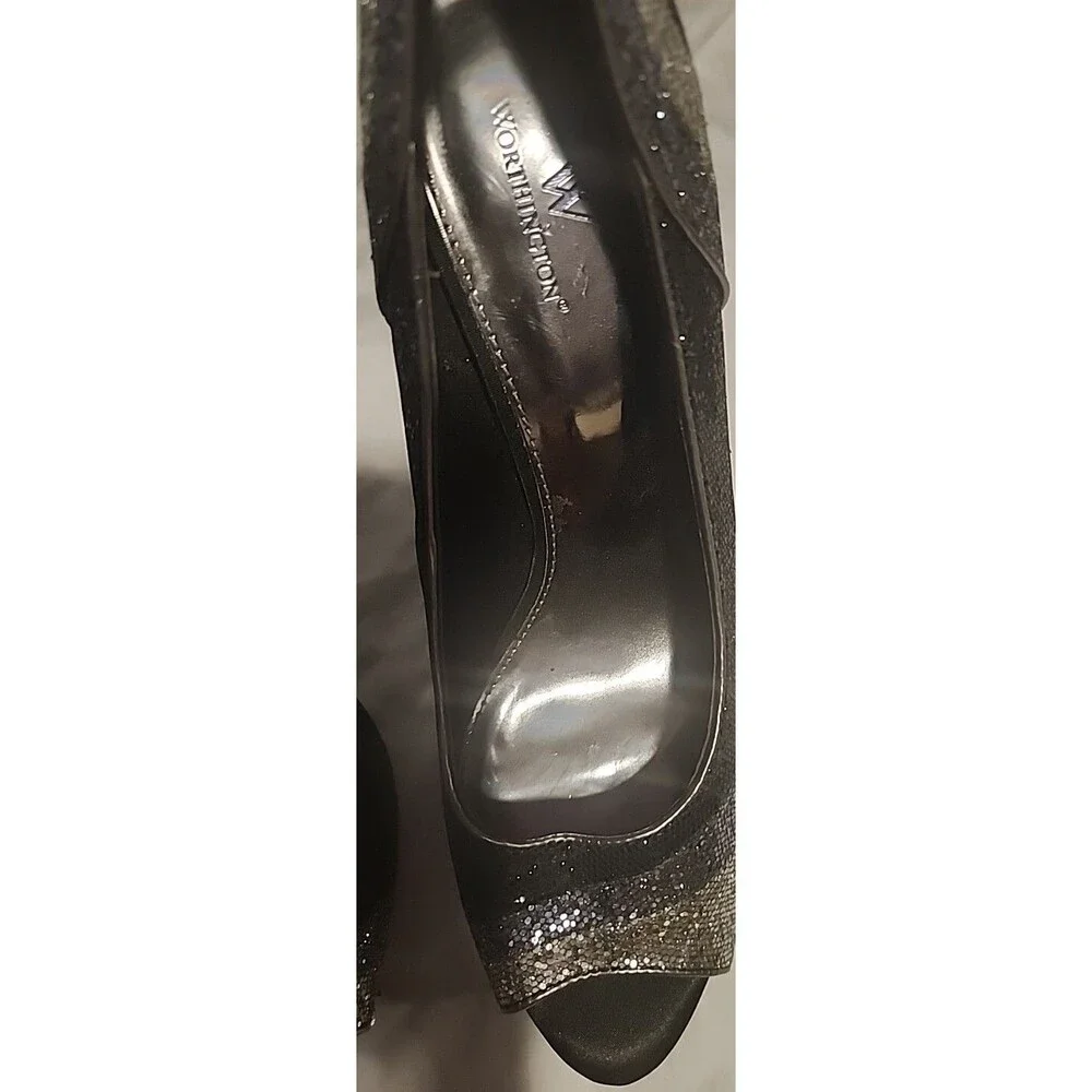 Worthington Multicolored Glitter Sequin 5in Peep Toe Stilettos Womens Shoes 10M